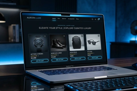 eCommerce Store Design on Laptop